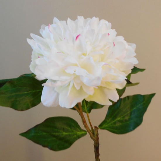 Artificial Flowers Large Peony Cream with a hint of Hot Pink 55cm